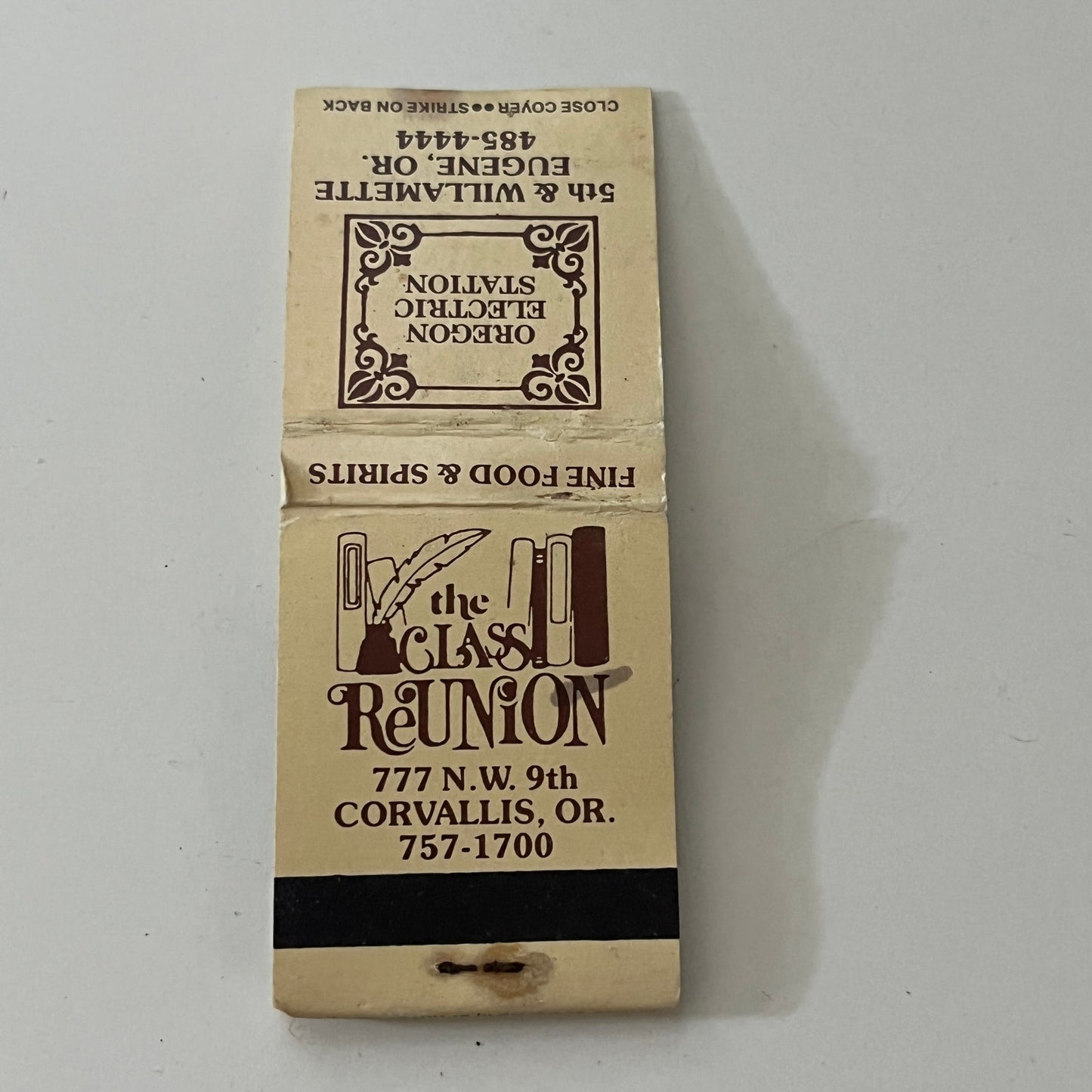 The Class Reunion Oregon Electric Station Eugene OR Vintage Matchbook SC4-R7