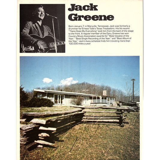 Jack Greene Portrait, Bio & Home 1977 Photo Print AF3-7