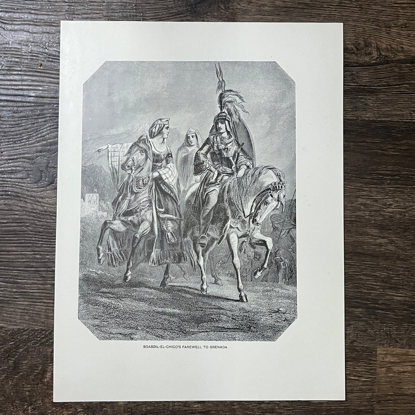 Boabdil-El-Chico's Farewell to Grenada  Antique Engraving 9x12 V10