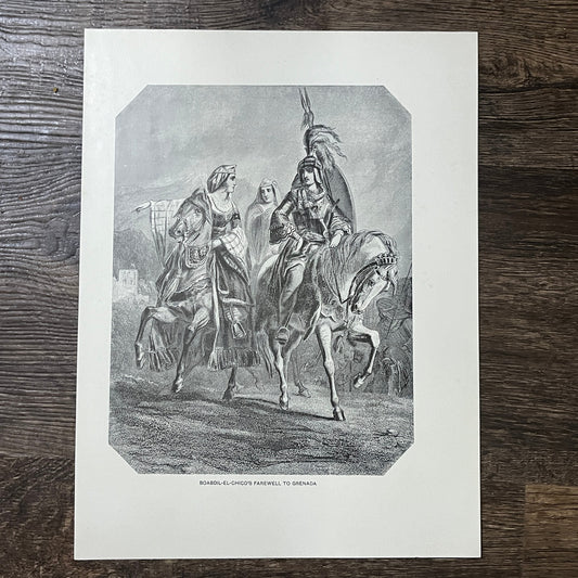 Boabdil-El-Chico's Farewell to Grenada  Antique Engraving 9x12 V10