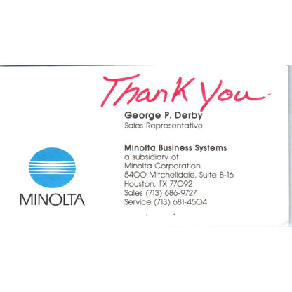 George P. Derby Minolta Business Systems Houston Vintage Business Card SE3-B2