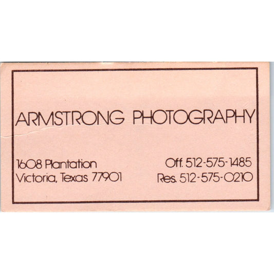 Armstrong Photography Victoria Texas Vintage Business Card SD8-B17