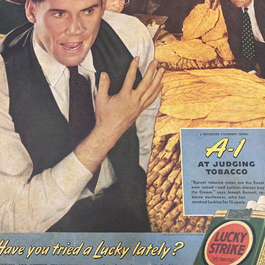 1939 Lucky Strike Cigarettes Detectives 10x13 Magazine Advertisement FL6-7
