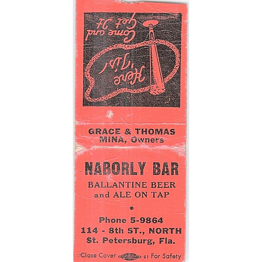 Naborly Bar Grace & Thomas Mina St. Petersburg FL Vintage Matchbook Cover SF3-Y3