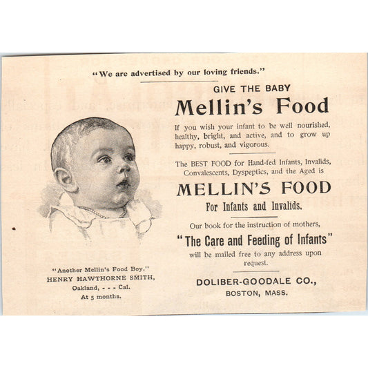 Mellin's Baby Food Doliber-Goodale Co Boston MA 1892 Magazine Ad AB6-SM2