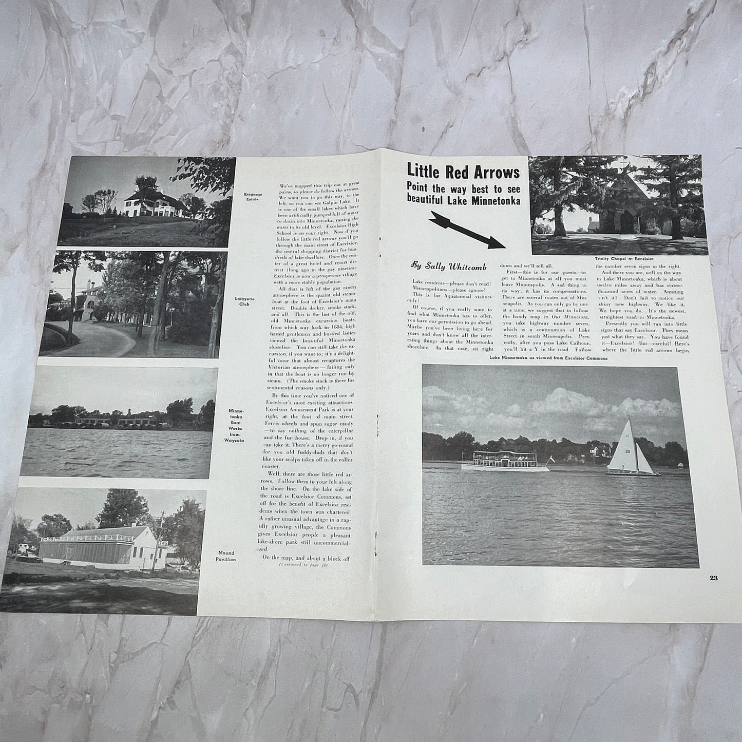 Map of Lake Minnetonka Illustrated With Local Businesses 1940 Fold Out D17