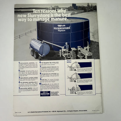 Vintage A.O. Smith Harvestore Products Manure Facts Booklet Slurrystore M39