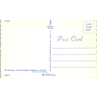 Brattleboro Vermont Creamery Covered Bridge Postcard PC1