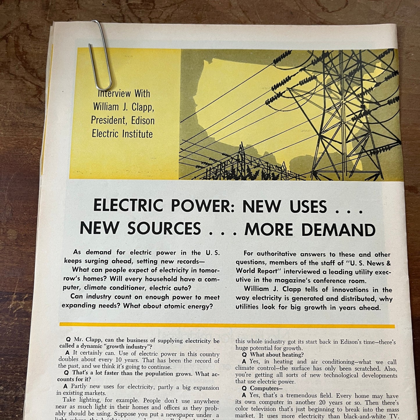 Electric Power: New Uses - Interview With William J Clapp 1967 Article AG1-15