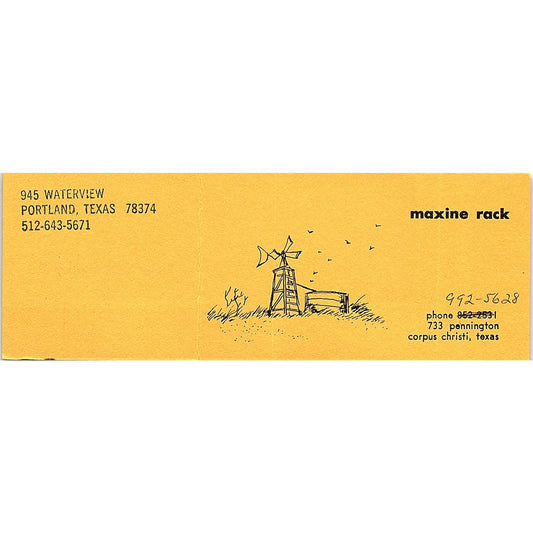 Maxine Rack Watercolor Artist Corpus Christi TX Vintage Business Card SE3-B11