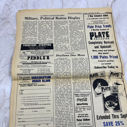 1974 Sep 10 - Collector's Weekly Newspaper - Antique Bicycles Tricycles M18