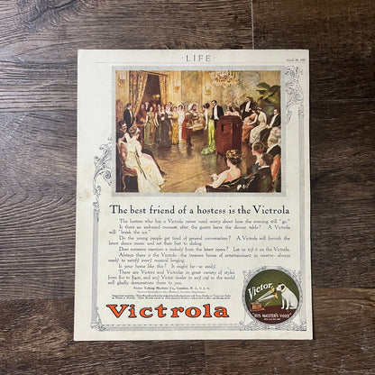 1916 Victrola - Best Friend of a Hostess Victor Camden Magazine Ad 10x13 V9