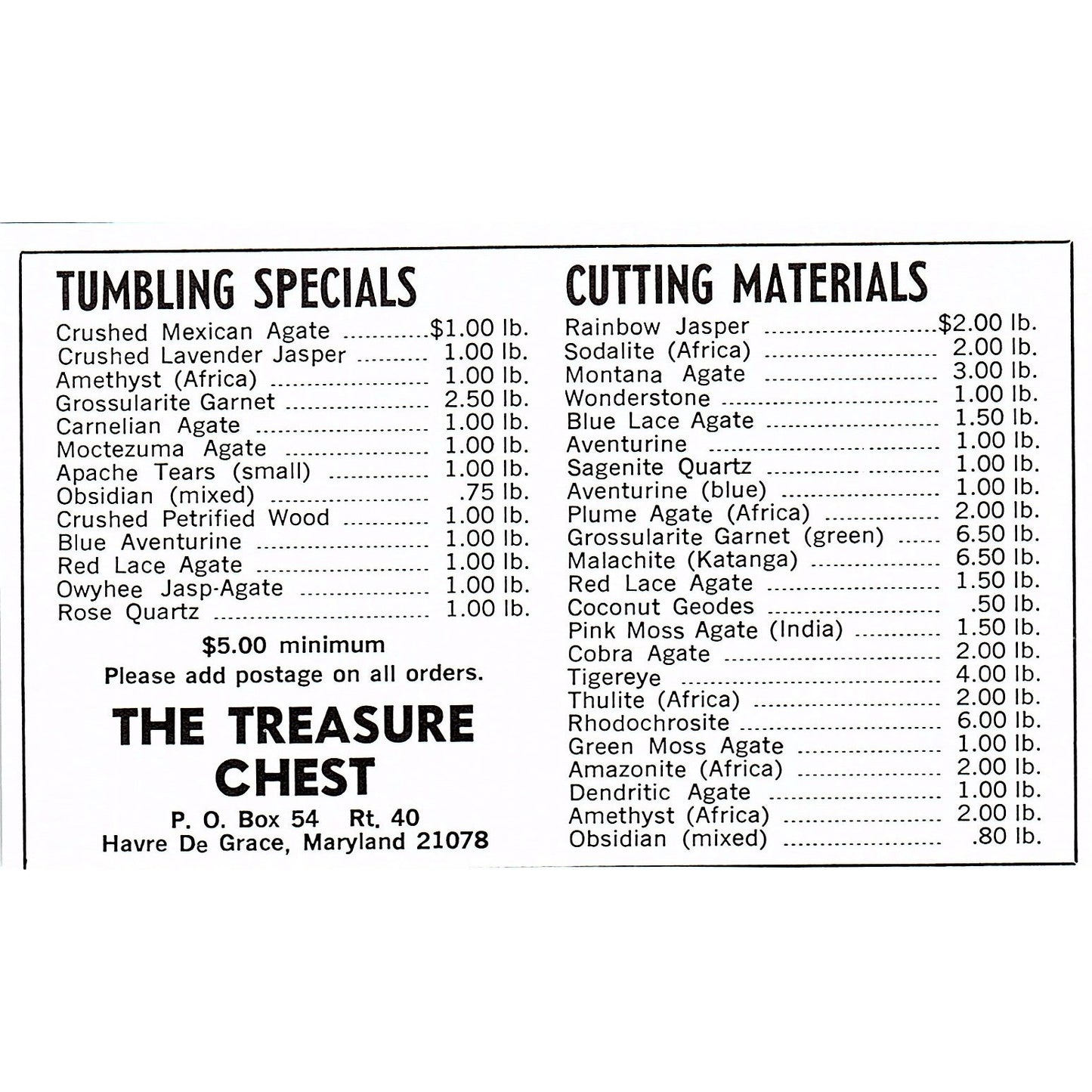 The Treasure Chest Rock Shop Havre De Grace MD 1972 Ad AF8-M4