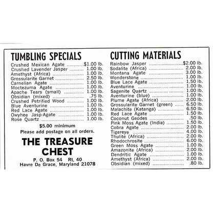 The Treasure Chest Rock Shop Havre De Grace MD 1972 Ad AF8-M4