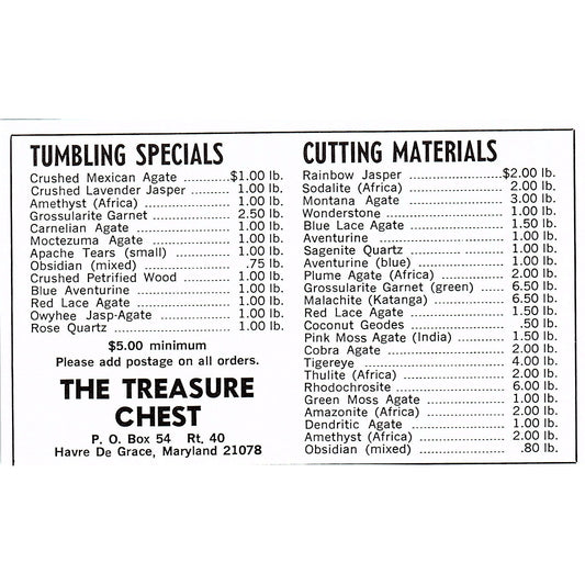The Treasure Chest Rock Shop Havre De Grace MD 1972 Ad AF8-M4