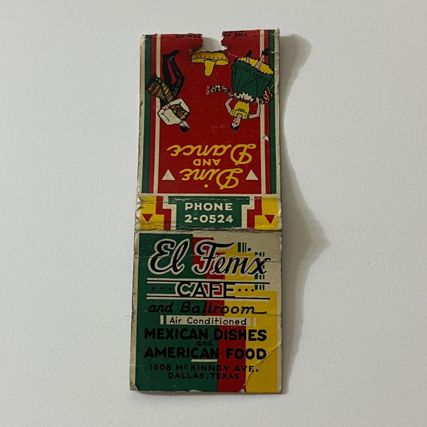 El Fenix Cafe Mexican Food Dallas Texas Vintage Matchbook TB6-MB2-11