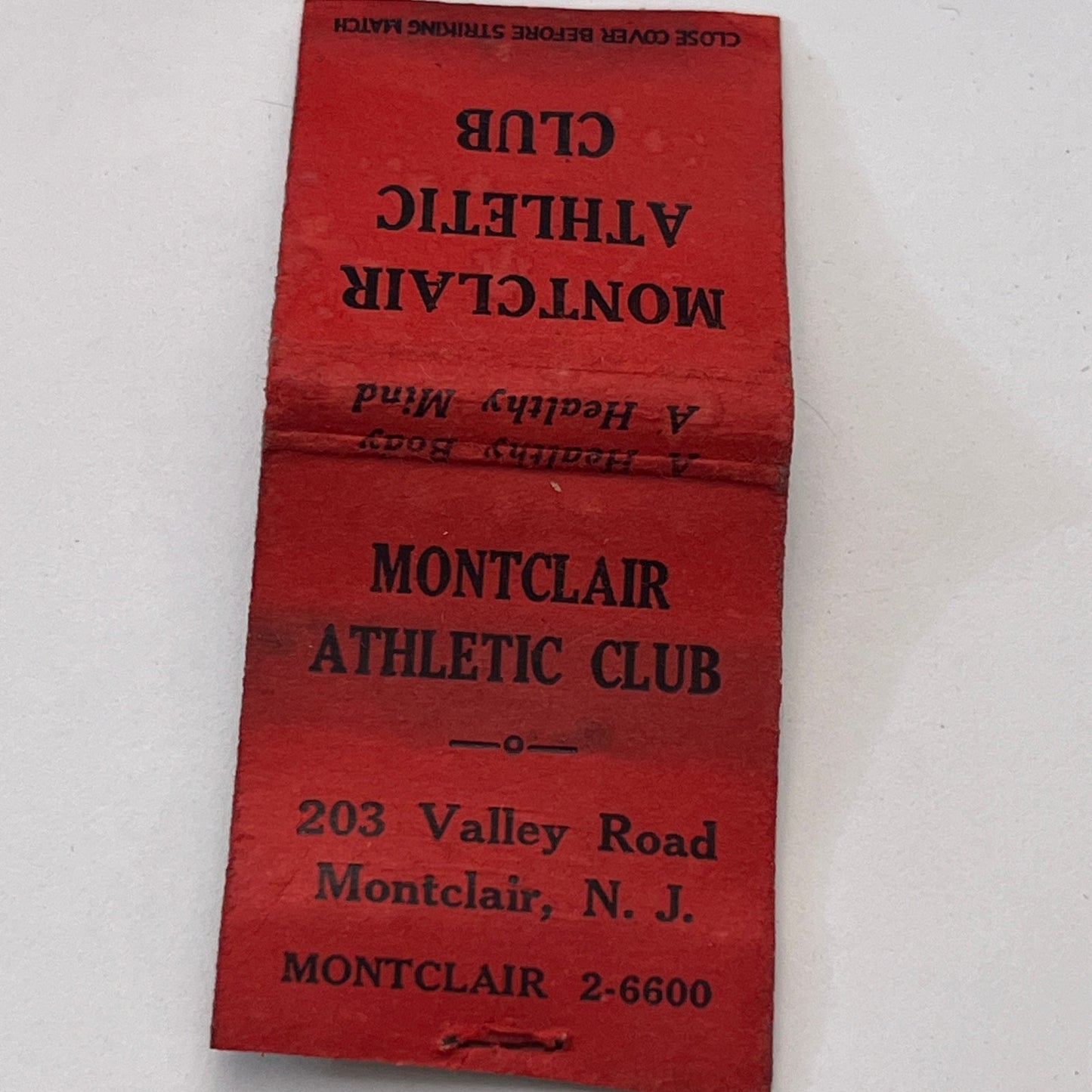 Montclair Athletic Club 203 Valley Rd Montclair NJ Vintage Matchbook MM3-2