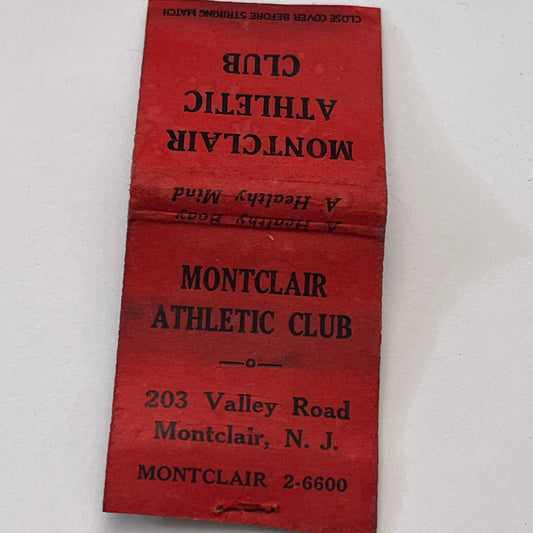 Montclair Athletic Club 203 Valley Rd Montclair NJ Vintage Matchbook MM3-2