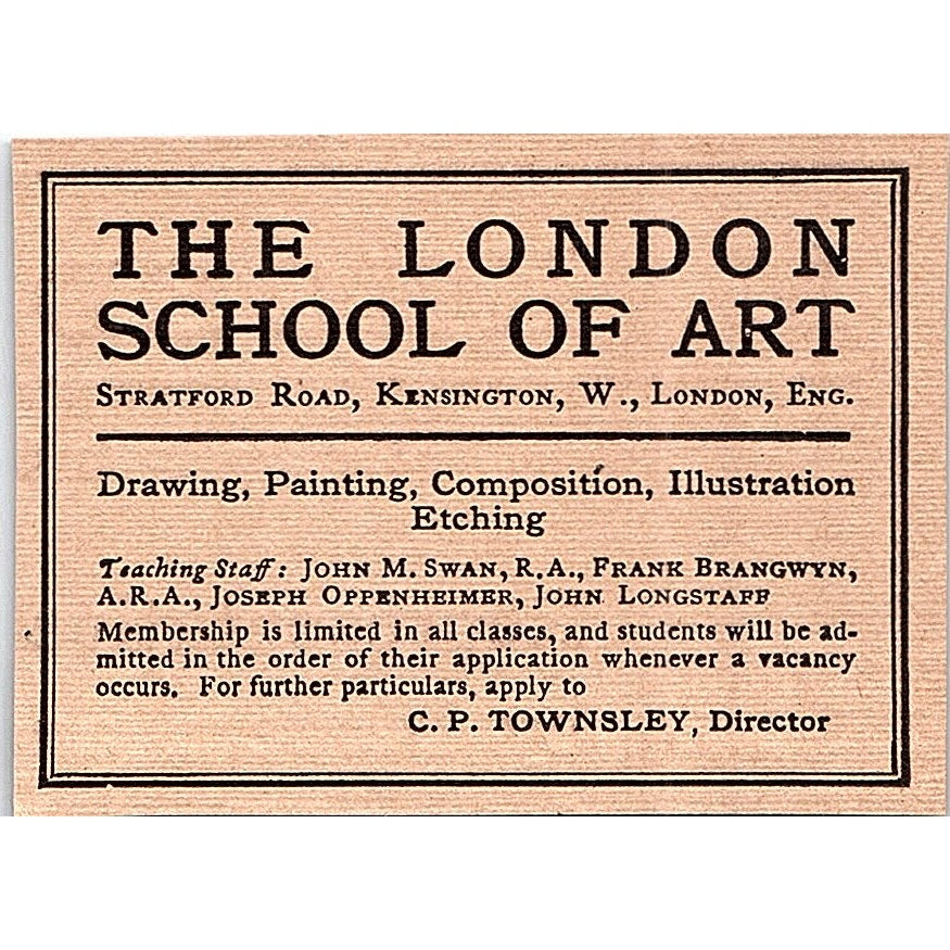 The London School of Art C.P. Townsley - 1908 Ad AF4-3