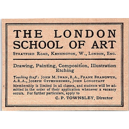 The London School of Art C.P. Townsley - 1908 Ad AF4-3