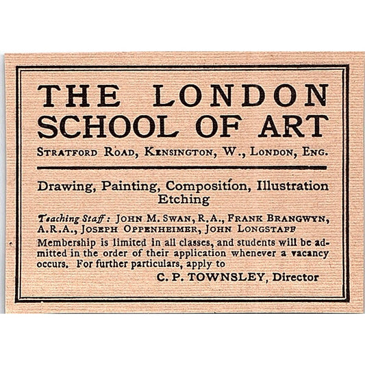 The London School of Art C.P. Townsley - 1908 Ad AF4-3