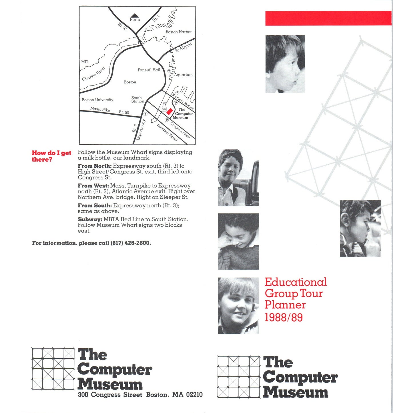 1980s The Computer Museum Boston MA Group Tour Planner Brochure TF4-BC