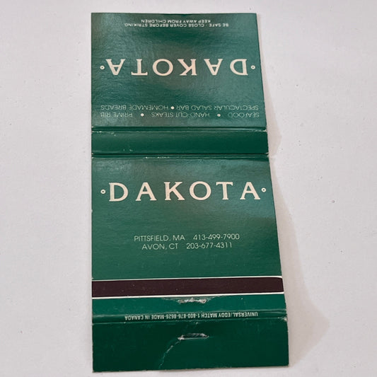 Dakota Restaurant Pittsfield MA, Avon CT Vintage Matchbook Cover TB6-MB1-9
