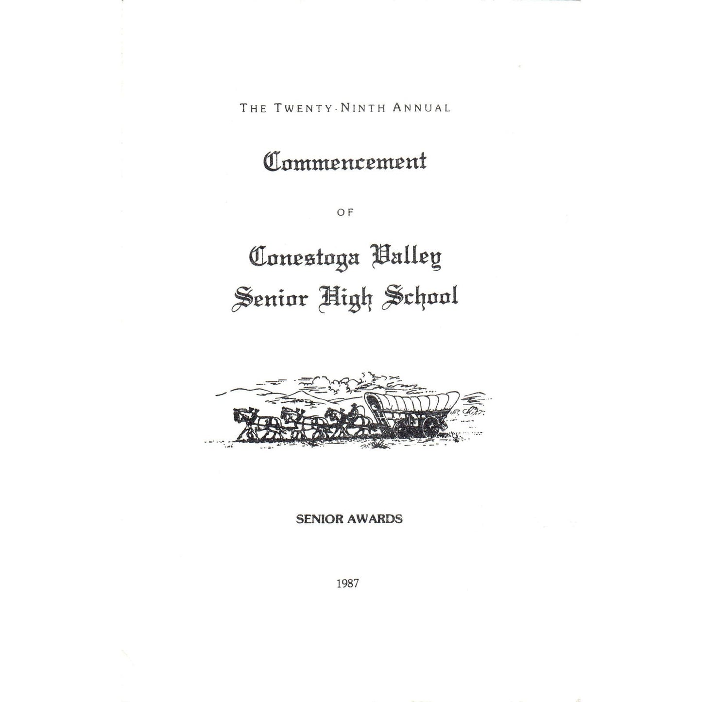 1987 Conestoga Valley High School Commencement Program Lancaster Co PA AE5