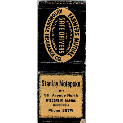 Stanley Molepske Wisconsin Rapids WI Vintage Matchbook Cover SD4-Y5