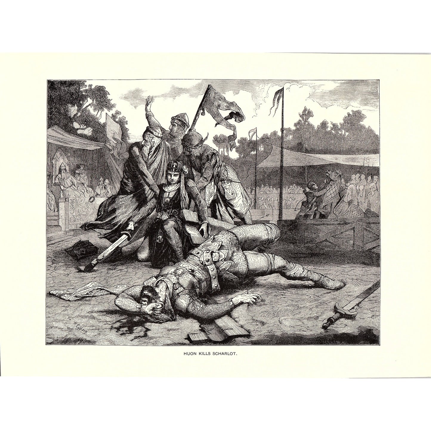 Huon Kills Scharlot - Gabriel Max Engraving Art Print 8.5x11 V10