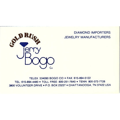 Jerry Bogo Gold Rush Chattanooga TN Vintage Business Card SC9-B7