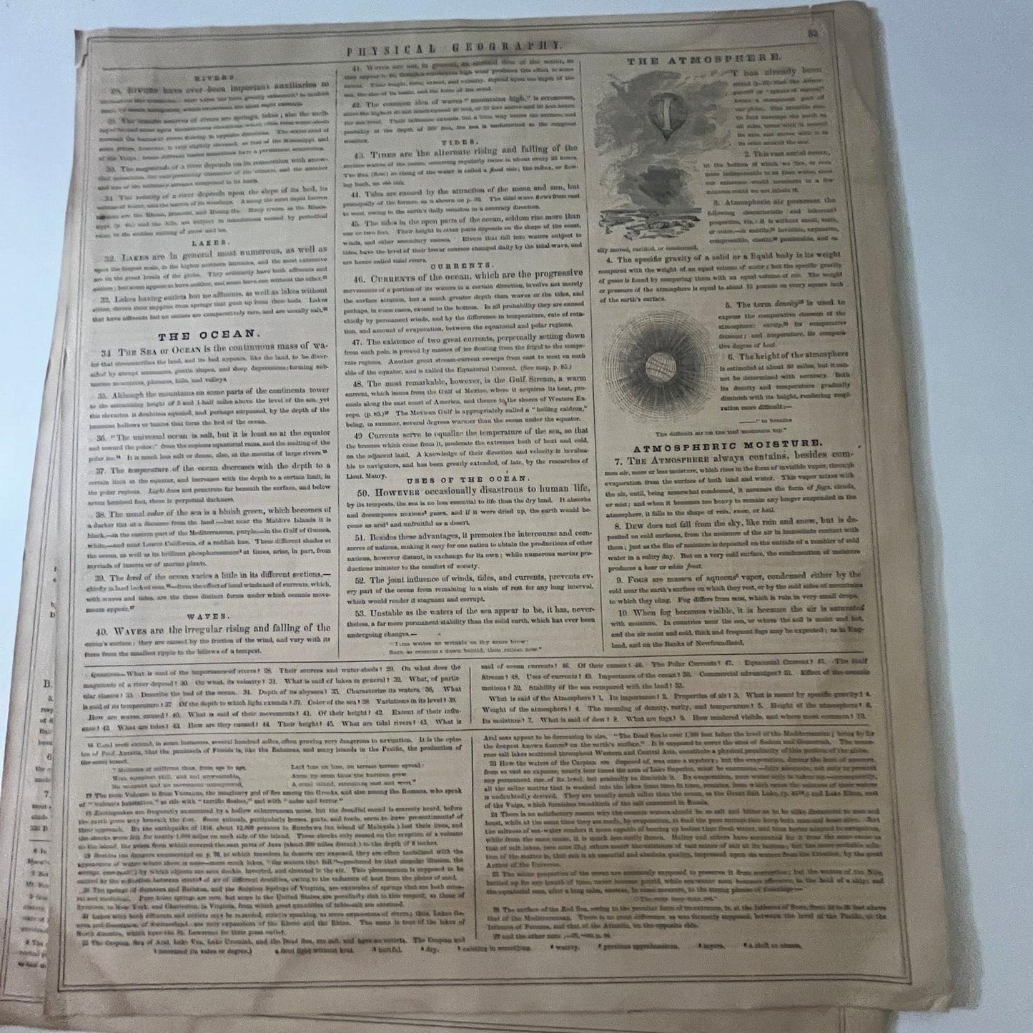 Original 1866 Physical Geography Description 2 Page Roswell Smith Engraved V27-4