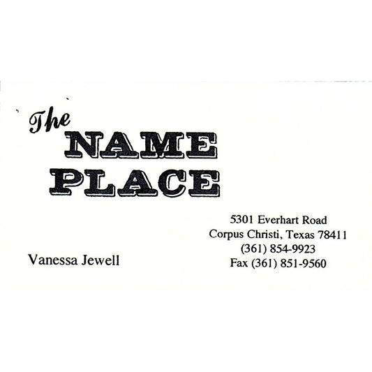 Vanessa Jewell The Name Place Corpus Christi Vintage Business Card SC9-B10