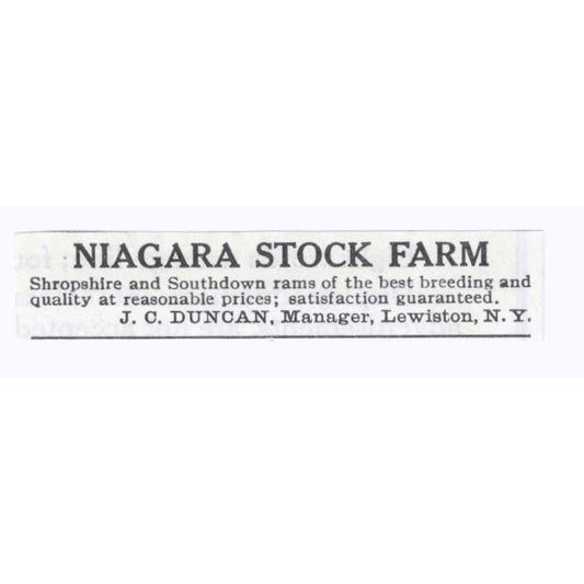 Niagara Stock Farm J.C. Duncan Lewiston NY 1913 Magazine Advertisement AE7-N8