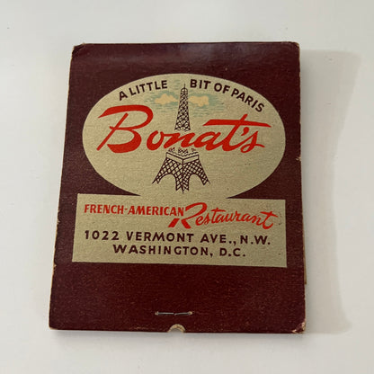 Borat's French-American Restaurant Jumbo Feature Matches Vtg Matchbook SC4-R8