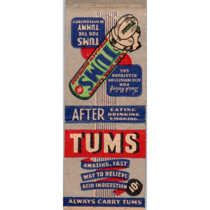 TUMS Indigestion Relief Vintage Matchbook Cover SD2-Y9
