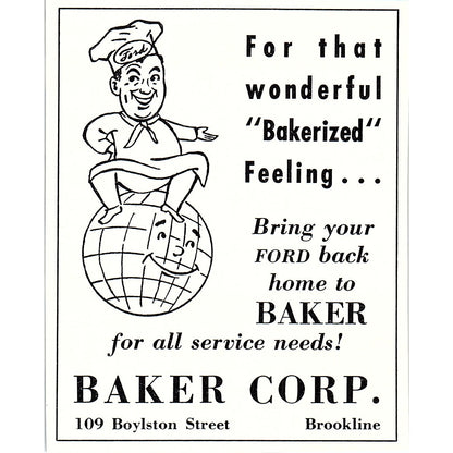 Baker Corp Ford Service Brookline MA 1950 Ad AF6-M8