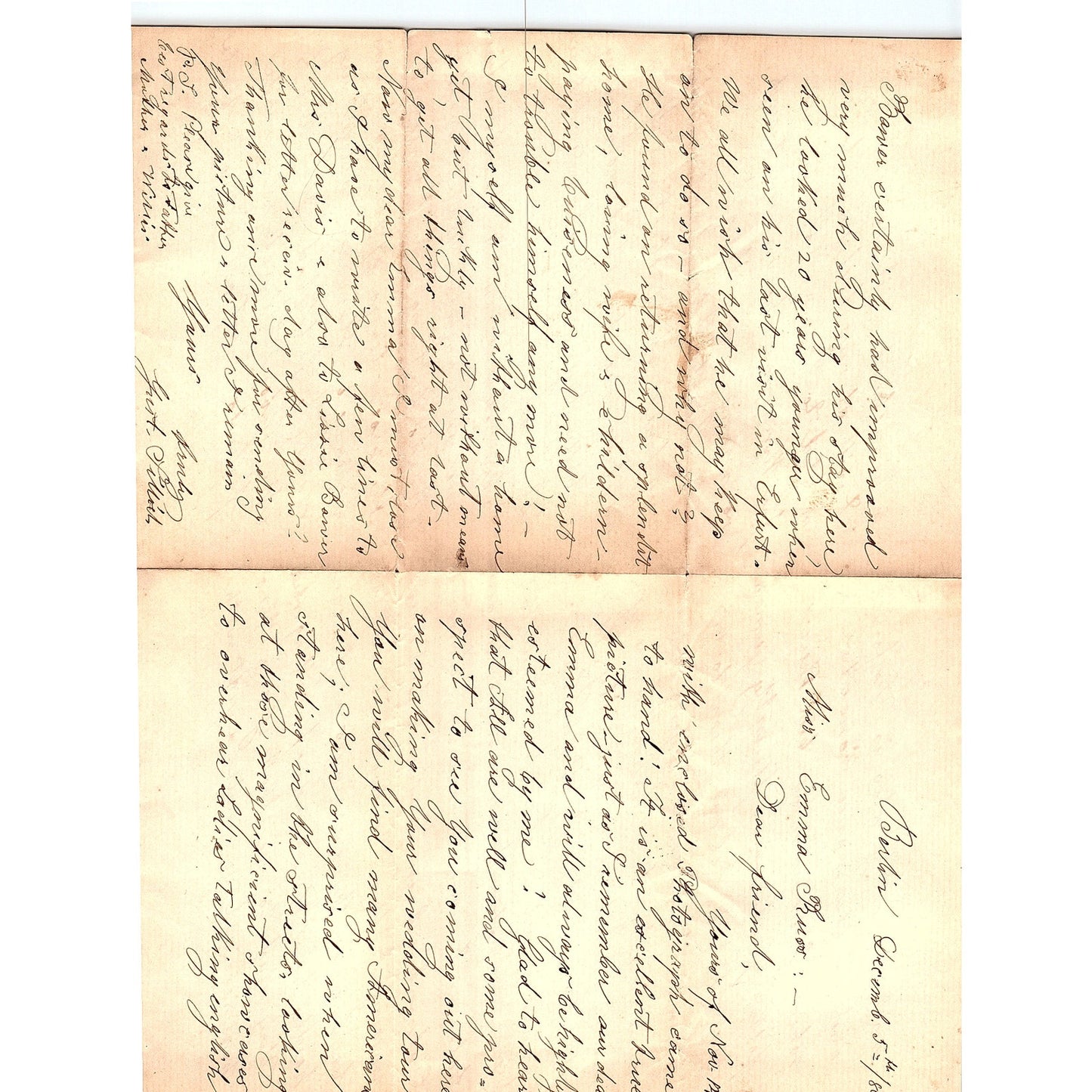 1886 Handwritten Letter From Berlin Germany to Emma Russ Boston AF3-17