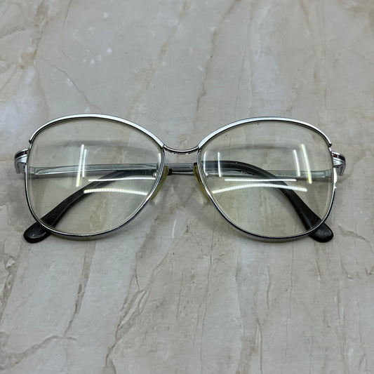 Retro Silver Tone Brown Trim Ladies' Eyeglasses Frames TD5G1-11