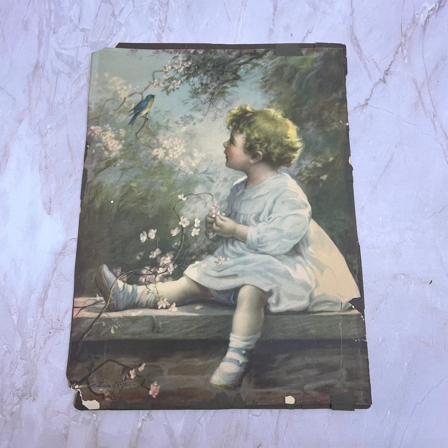 1920's Zula Kenyon Song of the Bluebird Art Print Lithograph 10x13 FL6-3