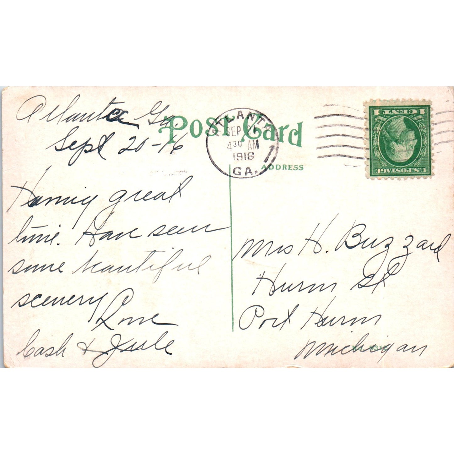 1916 Post Office Atlanta Georgia Vintage Postcard PD9