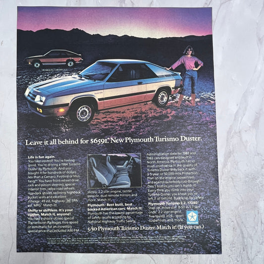 Plymouth Turismo Duster 2.2 1984 Ad V14-7