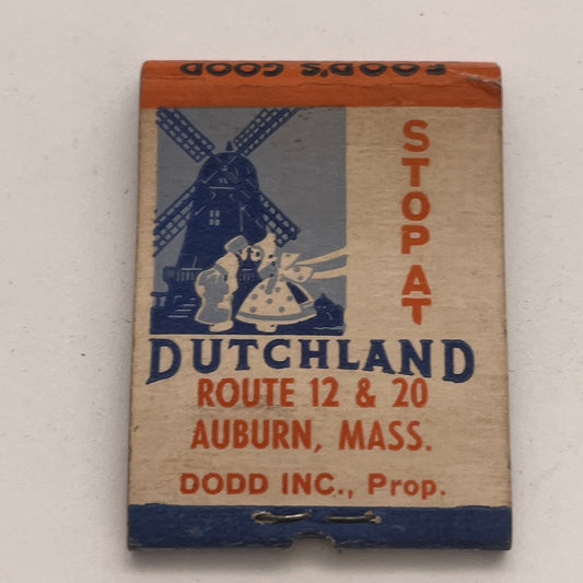 Dutchland Farms Ice Cream Brockton Dutchland Auburn MA Matchbook Cover TB8-MB2-6