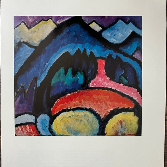 Blue The Boat Expressionism Wassily Kandinsky Vtg Lithograph Art Print 7x7.5 V10
