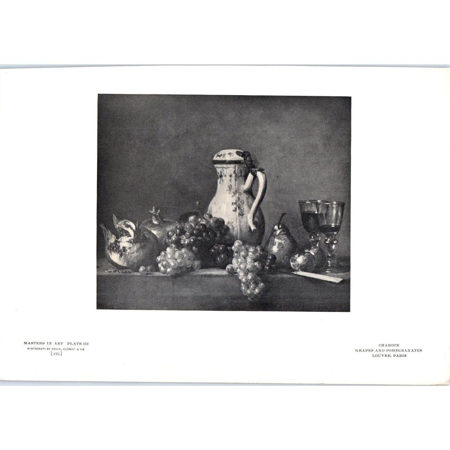 Grapes and Pomegranates - Chardin c1905 Art Print D13