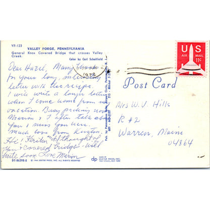 1972 Valley Forge PA General Knox Covered Bridge Vintage Postcard PE4