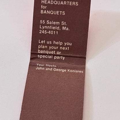 The Kernwood at Lynnfield MA John & George Koniares Matchbook Cover TB6-MB1-10