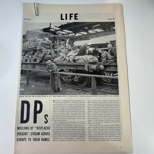 German Refugees Displaced Persons in Europe 4 Pages 1940s WWII Era Article V29-5