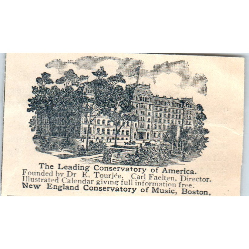 New England Conservatory of Music Boston Dr. E. Tourjee 1894 Ad AB6-SM2