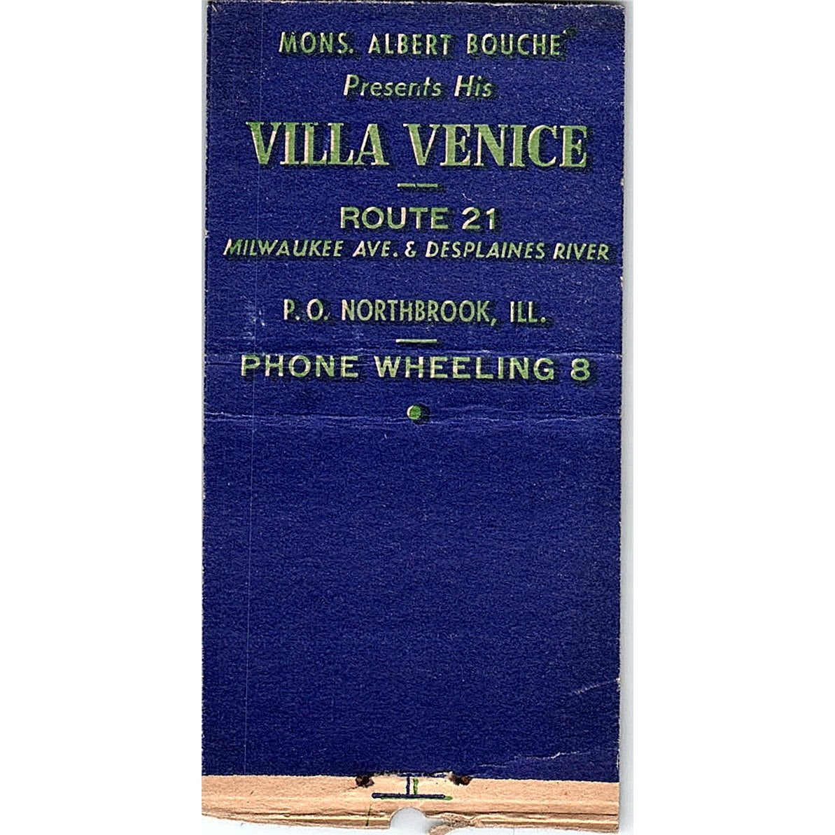 Bouché Villa Venice Chicago Vintage Matchbook Cover SC7-Y3
